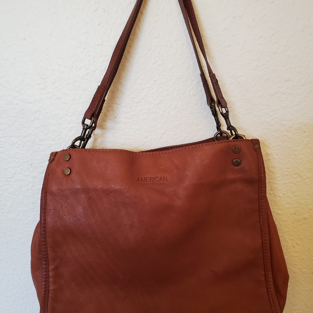 American Leather Lenox tripe entry satchel.